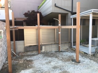 愛知県名古屋市守山区　天然木のサイクルポート　外構工事8