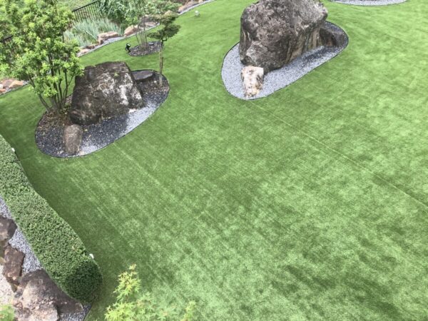 Artificial turf garden after 3 years of construction