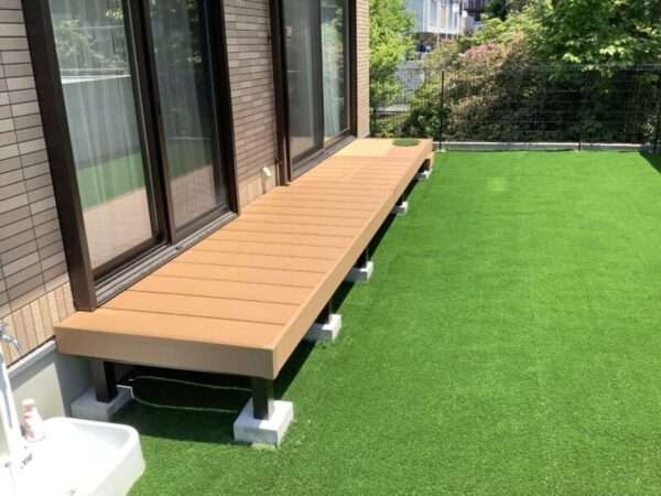 千種区　完成したウッドデッキと人工芝Chikusa Ward Completed wooden deck and artificial turf